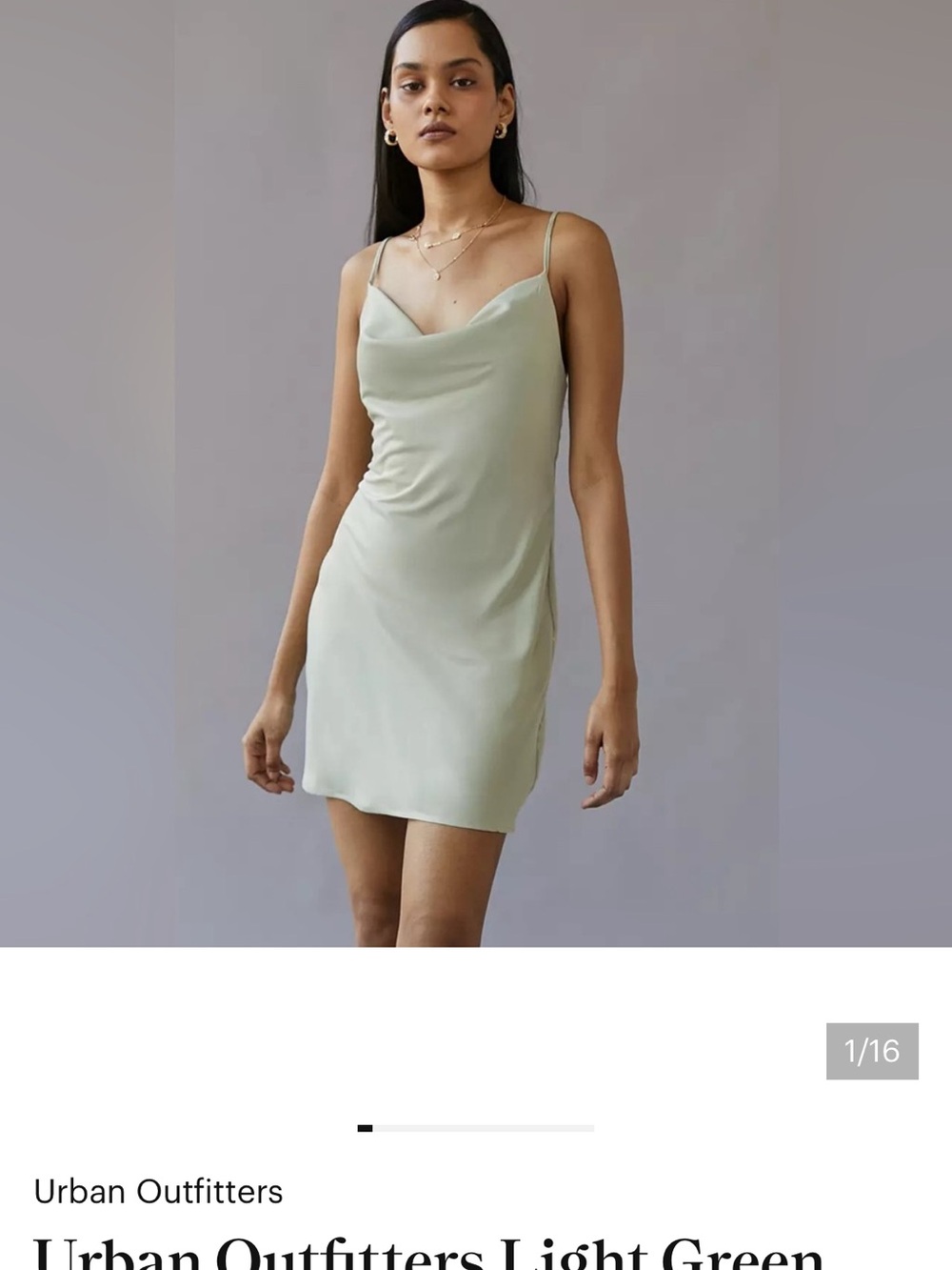 Urban Outfitters Sage Green Satin Slip Mini Dress